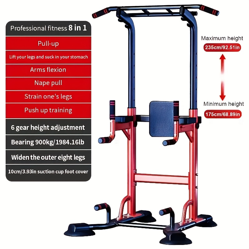 Eight-in-one wall pull-up and dip frame