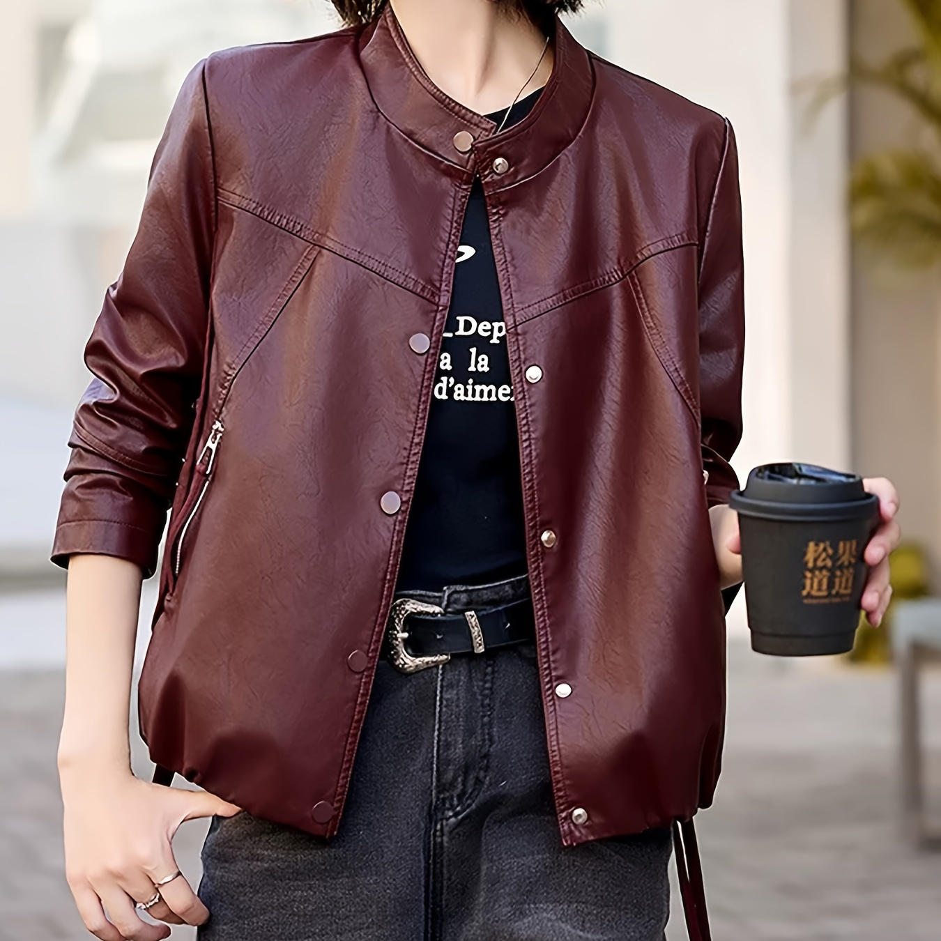Women's plus-size short loose-fit jacket
