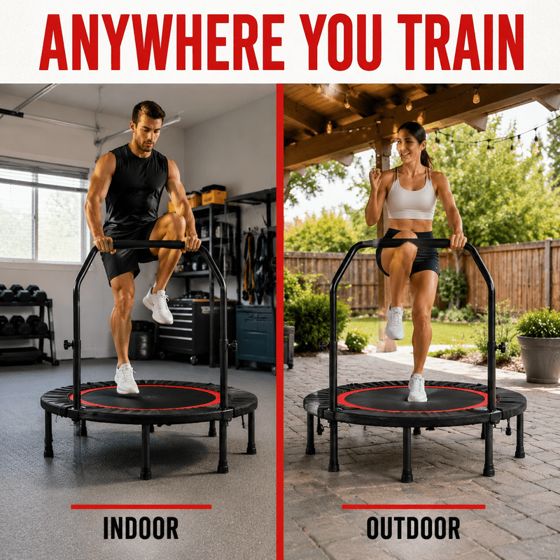 Folding indoor trampoline with multiple support legs