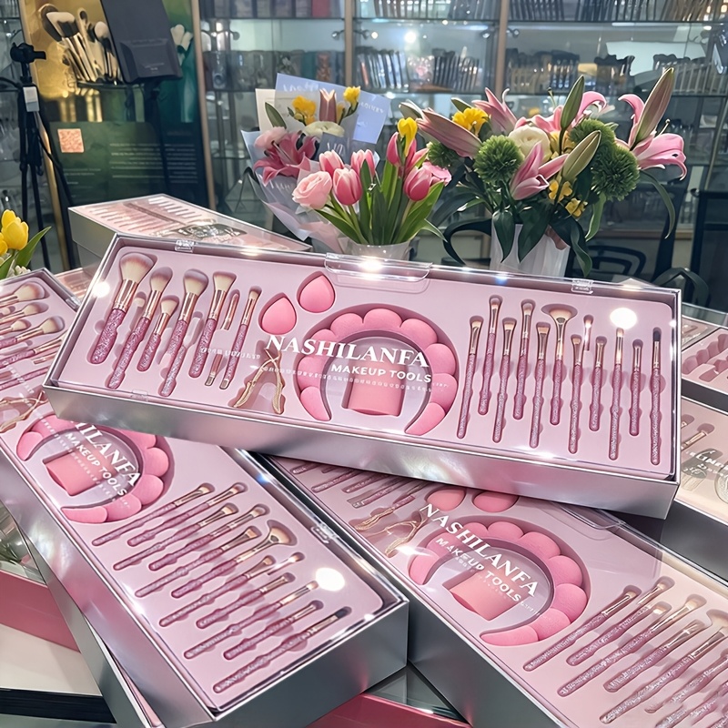 Decorative face and eye makeup brushes