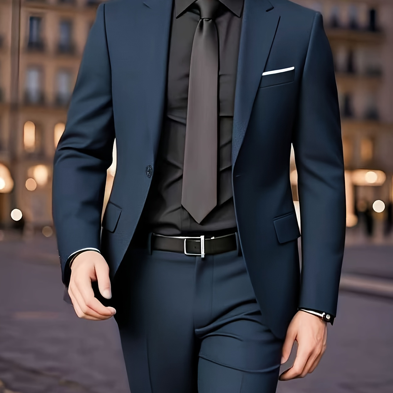 Men’s two-piece suit with unopened pockets