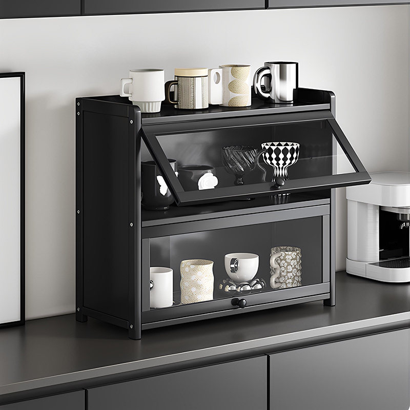 Desktop display cabinet with transparent door