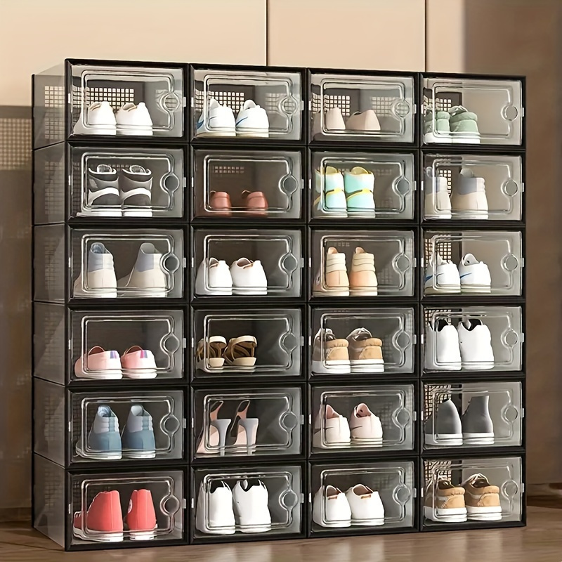 12 transparent stackable shoe boxes